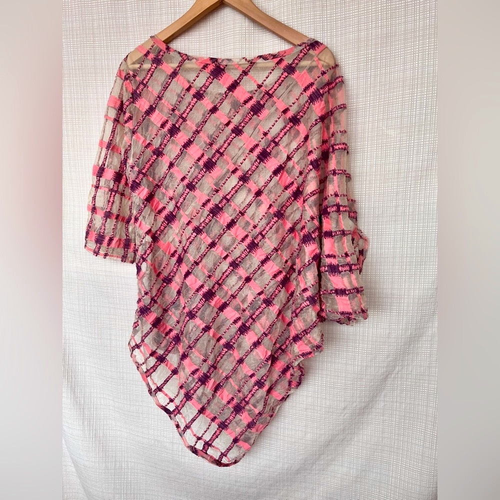 Vintage Babette San Francisco Semi Sheer Asymmetrical Top Textured Wearable Art - Picture 10 of 14